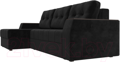 Диван угловой Лига Диванов Эмир БС левый (велюр черный)