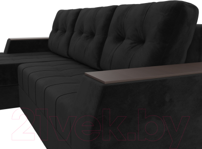 Диван угловой Лига Диванов Эмир БС левый (велюр черный)