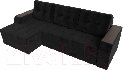 Диван угловой Лига Диванов Эмир БС левый (велюр черный)