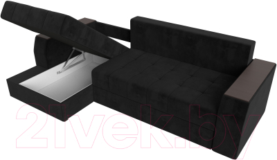 Диван угловой Лига Диванов Эмир БС левый (велюр черный)