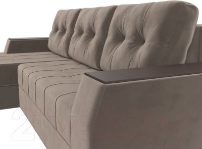 Диван угловой Лига Диванов Эмир БС левый (велюр коричневый)