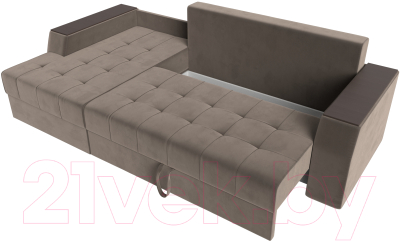 Диван угловой Лига Диванов Эмир БС левый (велюр коричневый)