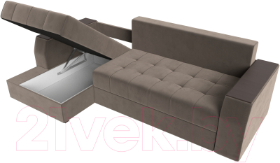 Диван угловой Лига Диванов Эмир БС левый (велюр коричневый)