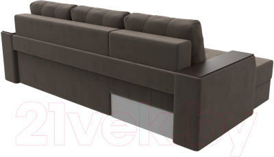 Диван угловой Лига Диванов Эмир БС левый (велюр коричневый)