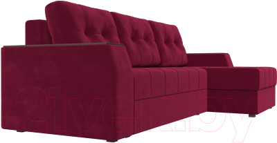 Диван угловой Лига Диванов Эмир БС правый (микровельвет бордовый)