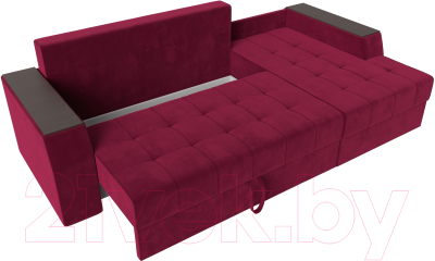 Диван угловой Лига Диванов Эмир БС правый (микровельвет бордовый)