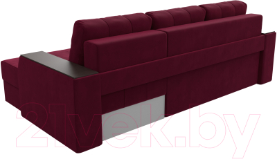Диван угловой Лига Диванов Эмир БС правый (микровельвет бордовый)