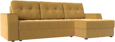 Диван угловой Лига Диванов Эмир БС правый (микровельвет желтый) - фото