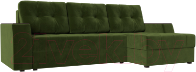 Диван угловой Лига Диванов Эмир БС правый (микровельвет зеленый) - фото