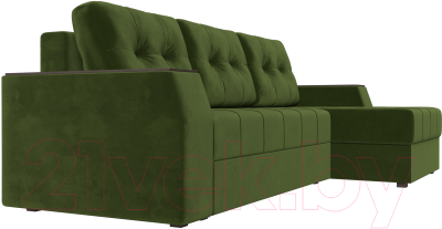 Диван угловой Лига Диванов Эмир БС правый (микровельвет зеленый)