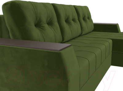 Диван угловой Лига Диванов Эмир БС правый (микровельвет зеленый)