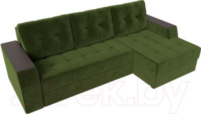 Диван угловой Лига Диванов Эмир БС правый (микровельвет зеленый)