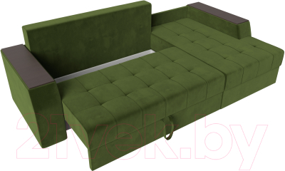 Диван угловой Лига Диванов Эмир БС правый (микровельвет зеленый)