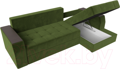 Диван угловой Лига Диванов Эмир БС правый (микровельвет зеленый)