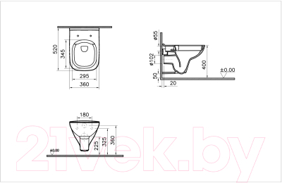 Унитаз подвесной VitrA S20 / 7508B003-0075