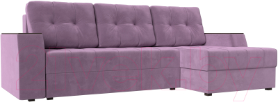 Диван угловой Лига Диванов Эмир БС правый (микровельвет сиреневый) - фото