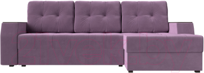 Диван угловой Лига Диванов Эмир БС правый (микровельвет сиреневый)