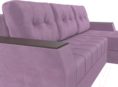 Диван угловой Лига Диванов Эмир БС правый (микровельвет сиреневый)