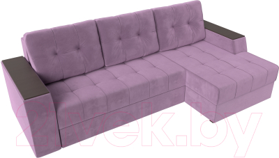 Диван угловой Лига Диванов Эмир БС правый (микровельвет сиреневый)