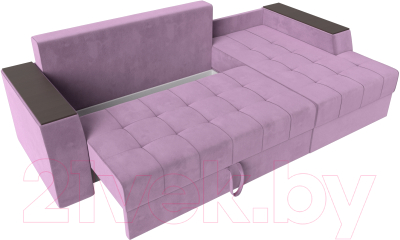 Диван угловой Лига Диванов Эмир БС правый (микровельвет сиреневый)