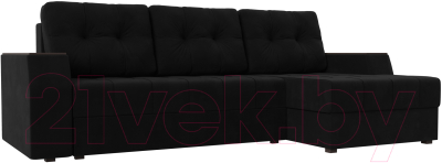 Диван угловой Лига Диванов Эмир БС правый (микровельвет черный) - фото