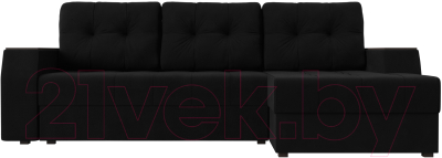 Диван угловой Лига Диванов Эмир БС правый (микровельвет черный)