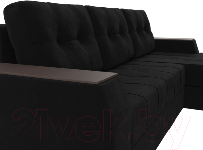 Диван угловой Лига Диванов Эмир БС правый (микровельвет черный)