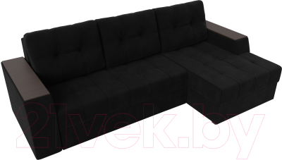 Диван угловой Лига Диванов Эмир БС правый (микровельвет черный)