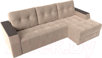 Диван угловой Лига Диванов Эмир БС правый (велюр бежевый)