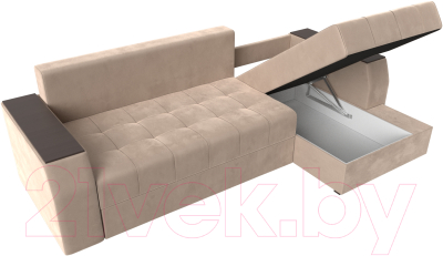 Диван угловой Лига Диванов Эмир БС правый (велюр бежевый)