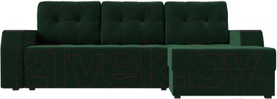 Диван угловой Лига Диванов Эмир БС правый (велюр зеленый)