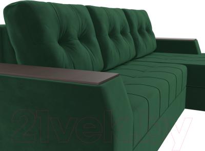 Диван угловой Лига Диванов Эмир БС правый (велюр зеленый)