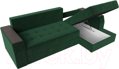 Диван угловой Лига Диванов Эмир БС правый (велюр зеленый)