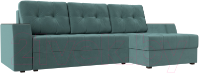 Диван угловой Лига Диванов Эмир БС правый (велюр бирюзовый) - фото