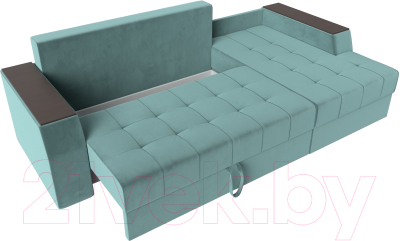 Диван угловой Лига Диванов Эмир БС правый (велюр бирюзовый)