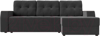 Диван угловой Лига Диванов Эмир БС правый (велюр серый)