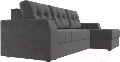 Диван угловой Лига Диванов Эмир БС правый (велюр серый)