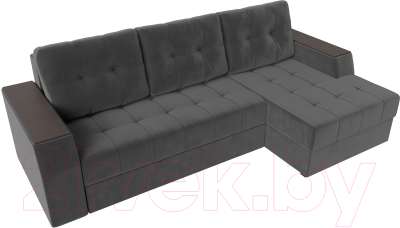 Диван угловой Лига Диванов Эмир БС правый (велюр серый)