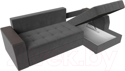 Диван угловой Лига Диванов Эмир БС правый (велюр серый)
