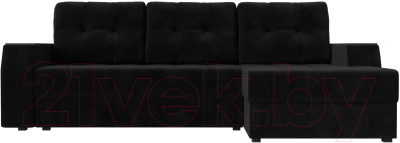 Диван угловой Лига Диванов Эмир БС правый (велюр черный)