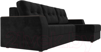 Диван угловой Лига Диванов Эмир БС правый (велюр черный)