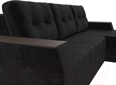 Диван угловой Лига Диванов Эмир БС правый (велюр черный)