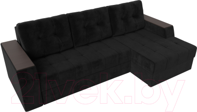 Диван угловой Лига Диванов Эмир БС правый (велюр черный)