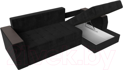 Диван угловой Лига Диванов Эмир БС правый (велюр черный)