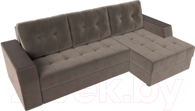 Диван угловой Лига Диванов Эмир БС правый (велюр коричневый)