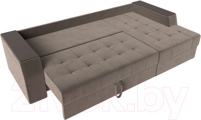 Диван угловой Лига Диванов Эмир БС правый (велюр коричневый)