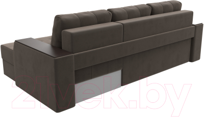 Диван угловой Лига Диванов Эмир БС правый (велюр коричневый)