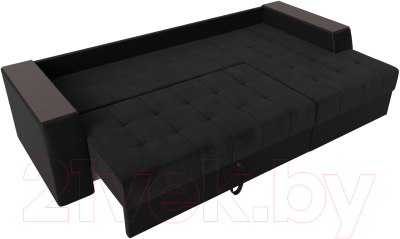 Диван угловой Лига Диванов Эмир БС правый (велюр черный/экокожа черный)