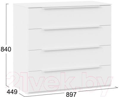 Комод ТриЯ Порто ТД-393.04.01 (белый жемчуг/белый софт)