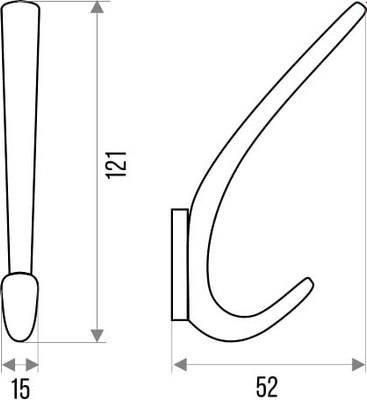 Крючок для одежды Trodos 1642 2-рожковый сплав ЦАМ